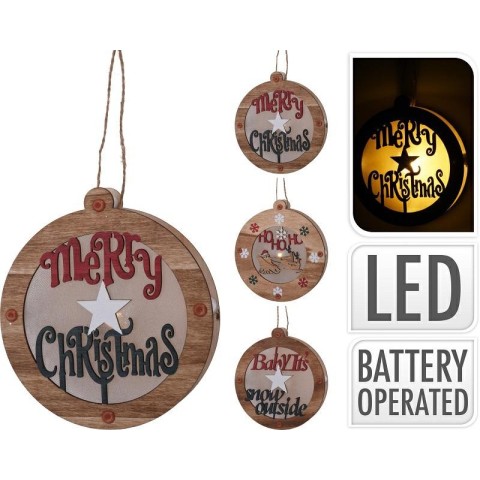 PENDENTE LEGNO LED 15CM 3ASS